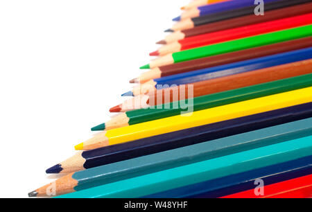 Color pencils in a row group isolated on white Stock Photo