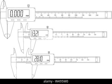 caliper, vernier, vector, scale, meter, ruler, object, technology Stock
