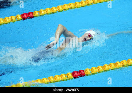 (190721) -- GWANGJU, July 21, 2019 (Xinhua) -- Sun Yang of China competes during the men's 400m freestyle final at the Gwangju 2019 FINA World Championships in Gwangju, South Korea, July 21, 2019. (Xinhua/Tao Xiyi) Stock Photo