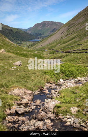 kirkstone beck flowing down kirkstone pass lake district looking towards brothers water Stock Photo