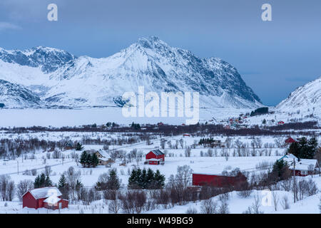 Frozen Ytterpollen, Bøstad, Vestvågøy, Nordland, Norway, Europe Stock Photo