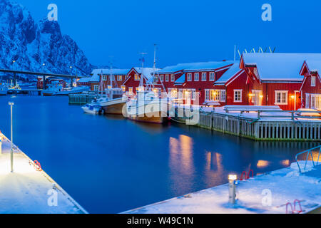 The harbour of Svolvaer, Austvagoya, Lofoten, Nordland, Norway, Europe Stock Photo