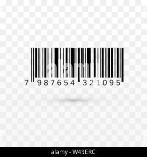 Unique realistic bar code. Striped identification information about product. Vector illustration isolated on transparent background Stock Vector