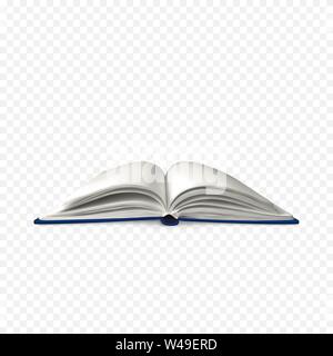 Realistic open book. Book template with white pages. Vector illustration isolated on transparent background Stock Vector