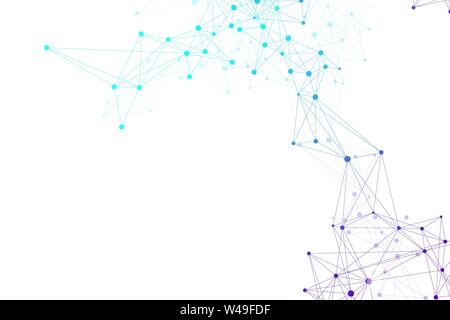 Big Genomic Data Visualization. DNA helix, DNA strand, DNA Test. Molecule or atom, neurons. Abstract structure for Science or medical background Stock Vector