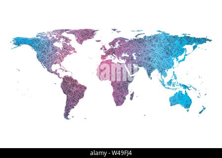 Global network connection plexus particle world map. World map point and line composition concept vector illustration of global business. Worldwide Stock Vector
