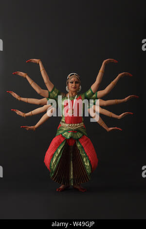 Woman performing Bharatanatyam dance Stock Photo