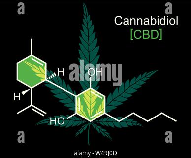 CBD Molecule on Black Stock Vector