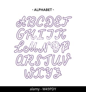 Hand drawn typeface set isolated on white. Brush painted characters: lowercase and uppercase. Stock Vector