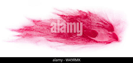 Bright pink powder explosion on white background Stock Photo