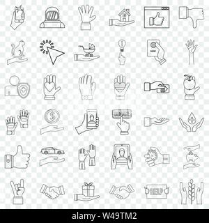 Shield icons set, outline style Stock Vector