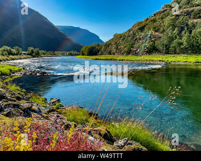 Scenic view of the Norwegian fjord during a hike in summer Stock Photo