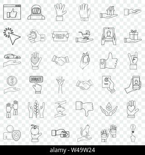 Pointing icons set, outline style Stock Vector