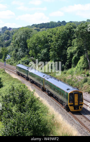 GWR Class 158 Train at Speed on the Great Western Railway Main Line at ...