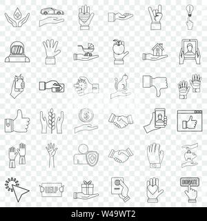 Document icons set, outline style Stock Vector