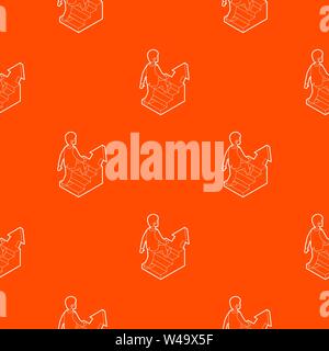 Businessman running up career ladder pattern vector orange Stock Vector