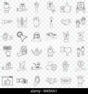 Protection icons set, outline style Stock Vector