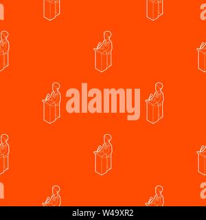 Orator speaking from tribune, outline style Stock Vector