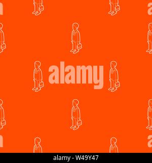 Businessman holding briefcase pattern vector orange Stock Vector
