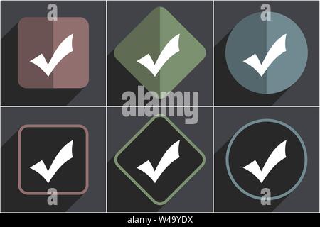 Accept flat vector icons set Stock Vector