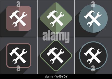 Tool flat vector icons set Stock Vector