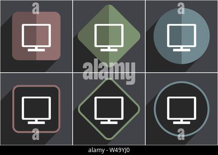 Tv flat vector icons set Stock Vector