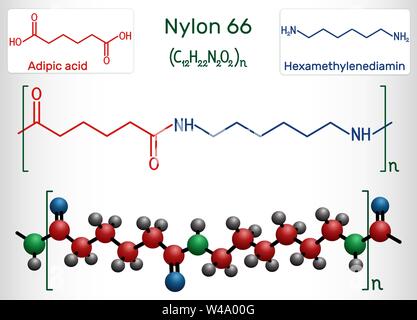Nylon 66 or nylon molecule. It is plastic polymer. Structural chemical  formula Stock Vector Image & Art - Alamy