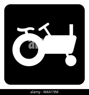 A black and white Tractor icon illustration Stock Vector