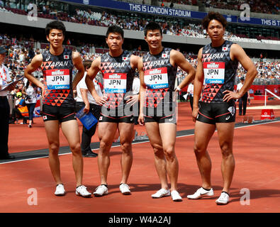 London, UK. 21st July, 2019. LONDON, ENGLAND. JULY 21: Japan Men's Relay Men Team during Day Two of IAAF Diamond League the Muller Anniversary Games at London Stadium on July 20, 2019 in London, England. Credit: Action Foto Sport/Alamy Live News Stock Photo