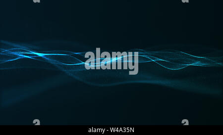 Abstract background with digital flowing particles design Stock Photo ...