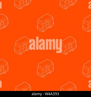 Camper van pattern vector orange Stock Vector