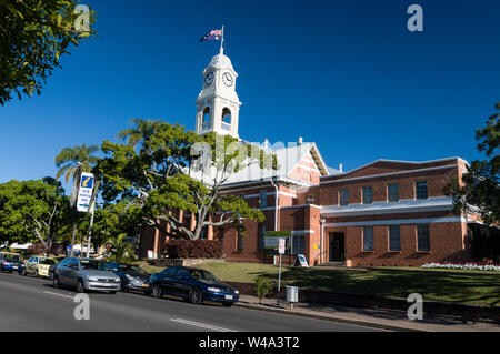 Maryborough City Hall was built in 1908 on Kent Street in Maryborough, South East Queensland, Australia.   Maryborough is the birthplace of the author of Stock Photo