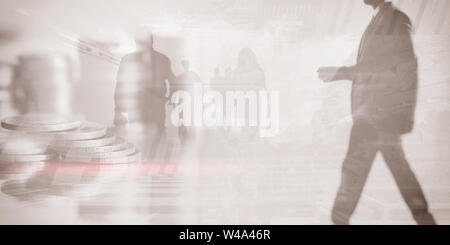 Teamwork concept, business team working together, double exposure. Stock Photo