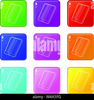 Gadget matrix screen deffect icons set 9 color collection Stock Vector