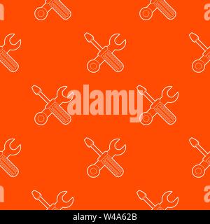 Crossed screwdriver and wrench pattern vector orange Stock Vector