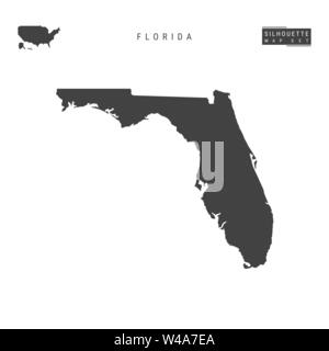 Florida US State Blank Vector Map Isolated on White Background. High-Detailed Black Silhouette Map of Florida. Stock Vector