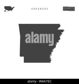 Arkansas US State Blank Vector Map Isolated on White Background. High-Detailed Black Silhouette Map of Arkansas. Stock Vector