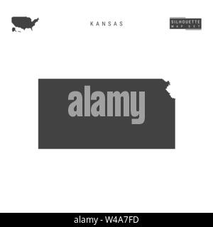 Kansas US State Blank Vector Map Isolated on White Background. High-Detailed Black Silhouette Map of Kansas. Stock Vector