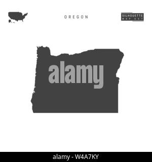 Oregon US State Blank Vector Map Isolated on White Background. High-Detailed Black Silhouette Map of Oregon. Stock Vector