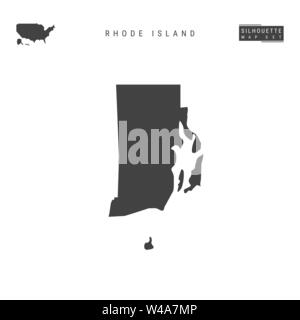 Rhode Island US State Blank Vector Map Isolated on White Background. High-Detailed Black Silhouette Map of Rhode Island. Stock Vector