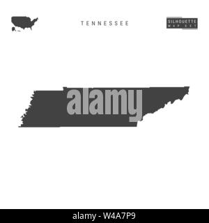 Tennessee US State Blank Vector Map Isolated on White Background. High-Detailed Black Silhouette Map of Tennessee. Stock Vector