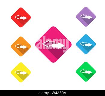 Sharing icon. Silhouette and contour arrows are directed in different directions. Long shadow. Stock Vector