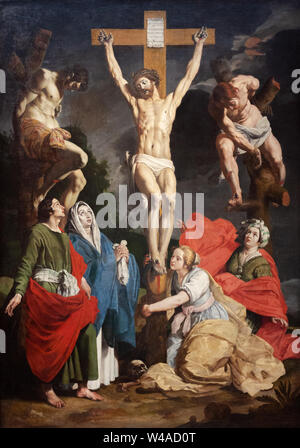 The painting of the crucifixion of Jesus Christ. Currently displayed in the Museum of fine arts in Valenciennes. Stock Photo