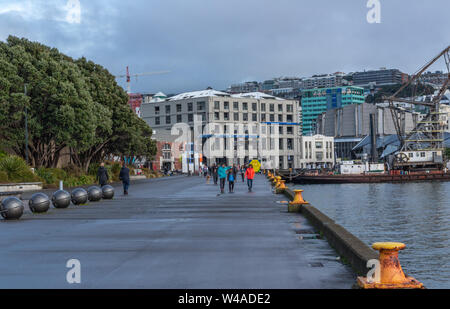 Sunday morning stroll along Wellington Waterfront Stock Photo