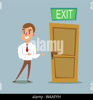 The leader shows the direction. exit out. Vector illustration Stock Vector