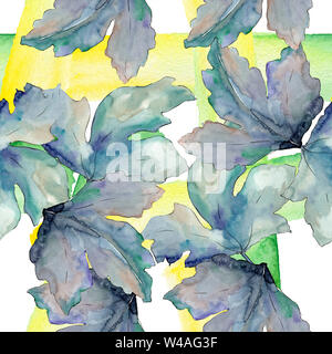 Gooseberry green leaves isolated. Watercolor background illustration set. Seamless background pattern. Stock Photo