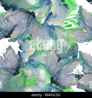 Gooseberry green leaves isolated. Watercolor background illustration set. Seamless background pattern. Stock Photo