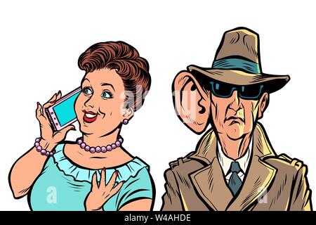 The secret services of the state eavesdrop on telephone conversations of citizens Stock Vector