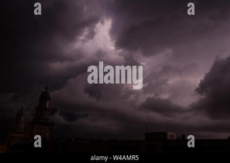 It was a dramatic night when that summer storm came and I got my camera ready. The wind almost blew me around and I had to hurry before the rain damag Stock Photo