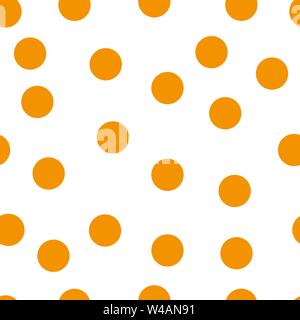 Seamless pattern with orange polka dots on white background. Vector illustration. eps10 Stock Vector